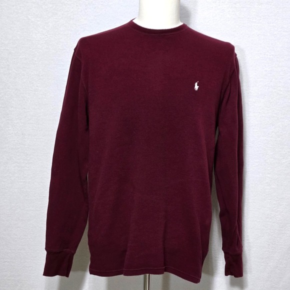 Polo Ralph Lauren T Shirt Mens Medium Maroon Cotton White Pony Performance Golf - Picture 1 of 11